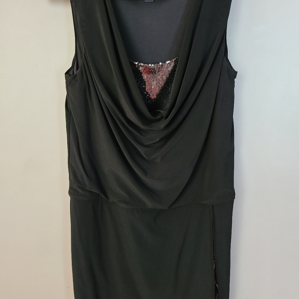 Black and silver sequin dress
